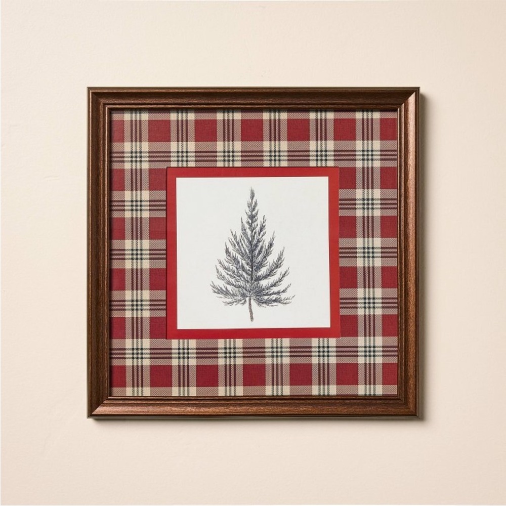 12”x12” Vintage Plaid Matte Tree Framed Art - Hearth & Hand™ with Magnolia